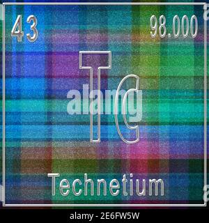 Technetium chemical element, Sign with atomic number and atomic weight ...