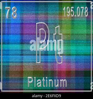 Platinum chemical element, Sign with atomic number and atomic weight, Periodic Table Element Stock Photo