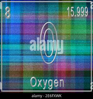 Oxygen chemical element, Sign with atomic number and atomic weight, Periodic Table Element Stock Photo