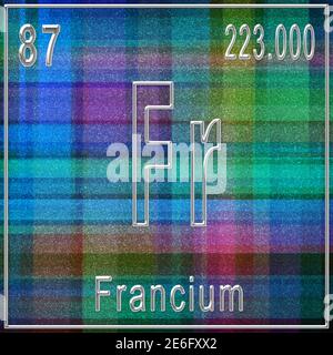 Francium chemical element, Sign with atomic number and atomic weight, Periodic Table Element Stock Photo