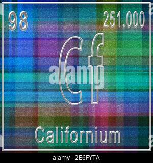 Californium chemical element, Sign with atomic number and atomic weight, Periodic Table Element Stock Photo