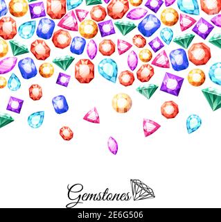 Colorful sparkling gemstones background with luxury crystal jewels vector illustration Stock Vector