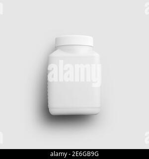 Download Mockup Of A White Plastic Square Jar For Vitamins Tablets Supplements For Design Presentation Advertising In Medicine Ribbed Side Matte Bottle Te Stock Photo Alamy