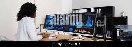 Business Analyst Woman Using Computer Data Tech Stock Photo