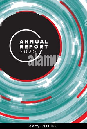 Vector abstract annual report cover template with sample text and abstract background - blue and red circles Stock Vector