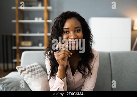 Smoking Electronic Cigarette. Quit Smoking Addiction Or Habit Stock Photo