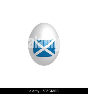 Easter egg in the colors of the Scotland flag. Scotland flag. Easter chicken egg. Christian religion and culture. Christian cross. Scottish symbol. Re Stock Vector