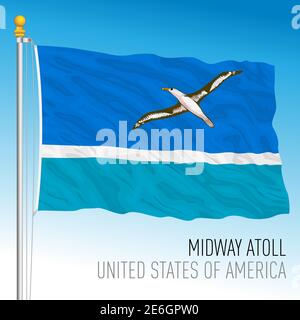 Midway atoll islands territory flag, United States, vector illustration Stock Vector