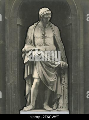 Marble statue of Nicola Pisano, by Italian artist Pio Fedi, Uffizi, Florence, Italy 1930s Stock Photo