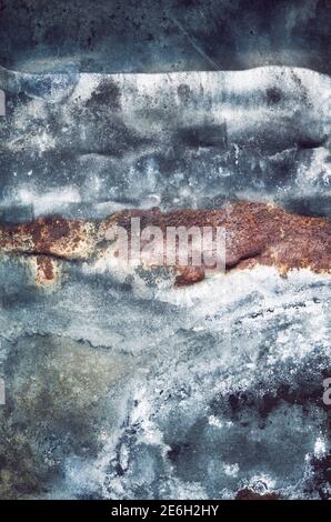 Rusty metal sheet wall surface, grunge background or texture. Stock Photo