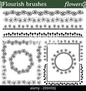 You can draw any line or path and apply a brush. Also, you can make frames with different shapes (round, square, ..) because all brushes include outer Stock Vector