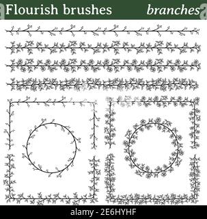 You can draw any line or path and apply a brush. Also, you can make frames with different shapes (round, square, ..) because all brushes include outer Stock Vector