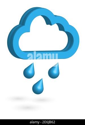 3D icon. Cloud with raindrops. Rainy autumn and spring weather. Weather forecast. Vector Stock Vector