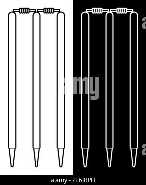 Wooden gate, cricket wicket with top bars. Isolated on white background. Vector icon Stock Vector