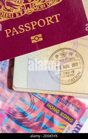 UK china Hong Kong passport immigration visa identification Stock Photo