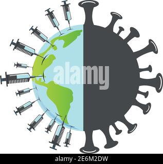 western world cleansed of covid-19. flat illustration Stock Vector