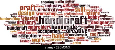 Handicraft word cloud concept. Collage made of words about handicraft. Vector illustration Stock Vector