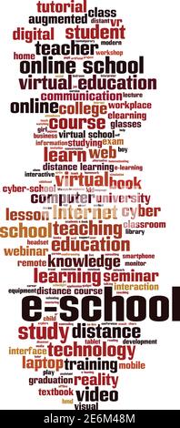 E-school word cloud concept. Collage made of words about e-school. Vector illustration Stock Vector