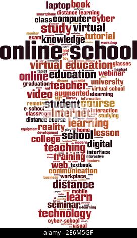 Online school word cloud concept. Collage made of words about online school. Vector illustration Stock Vector