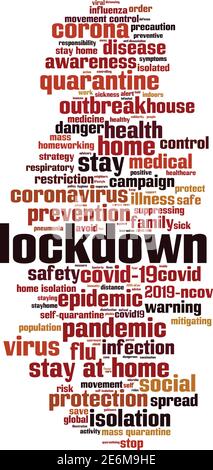 Lockdown word cloud concept. Collage made of words about lockdown. Vector illustration Stock Vector