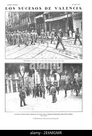 Periódico Nuevo Mundo, 27 de julio de 1917. Revolución en Valencia, Julio, 1917. Museum: BIBLIOTECA NACIONAL DE ESPAÑA, MADRID. Stock Photo