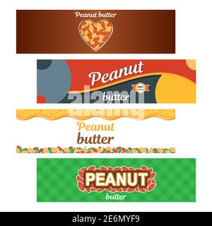Peanut butter vector label design templates illustration package Stock Vector