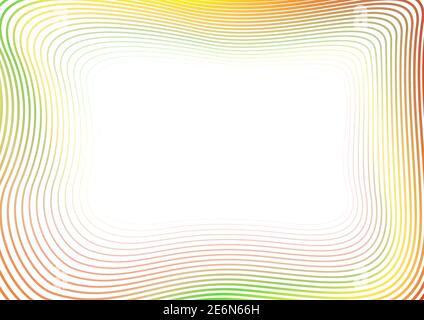 Multicolored frame, white text space. Yellow, green, red squiggle lines. Vector abstract background. Striped border pattern. Modern design. EPS10 Stock Vector