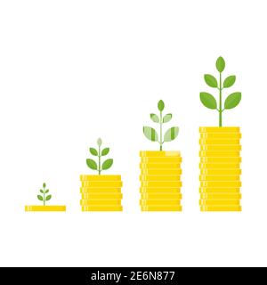 Growth money tree icon. Wealthy business concept. Vector investment illustration isolated on white Stock Vector