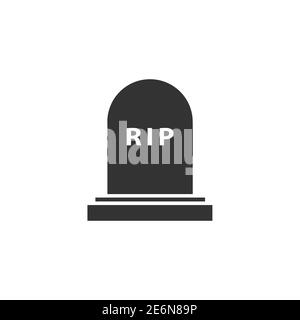 Rip grave icon. Tombstone burial symbol. Vector illustration isolated on white. Stock Vector