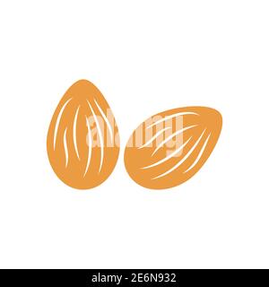 Almond icon. Natural healhty food symbol. Vector illustration isolated on white. Stock Vector