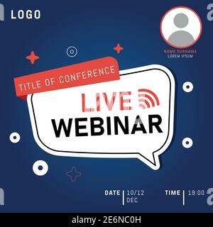 Live webinar invite template. Banner live webinar promotion for social media. Eps 10 Stock Vector