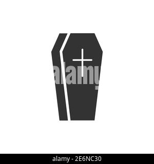 Coffin icon. Burial black silhouette vector illustration isolated on white. Stock Vector