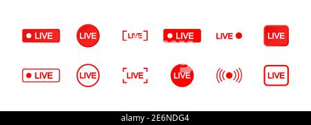 Set of live streaming icon set. Buttons of broadcasting, online stream. Stock Vector