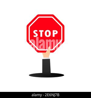 Traffic stop signal icon. Road traffic control. Vector on isolated white background. EPS 10. Stock Vector