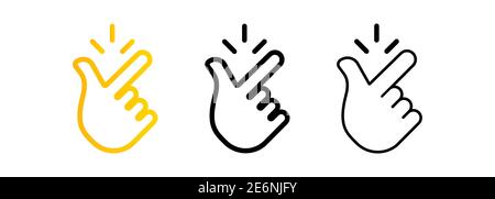 Flicking fingers icon set. Meaning everything is easy, fine, no problem. Stock Vector