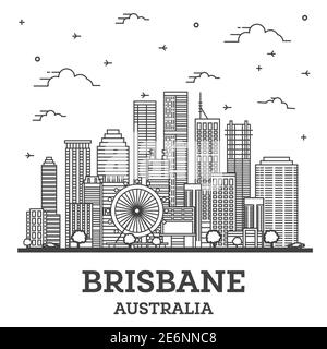 Brisbane Australia city skyline vector silhouette illustration Stock ...