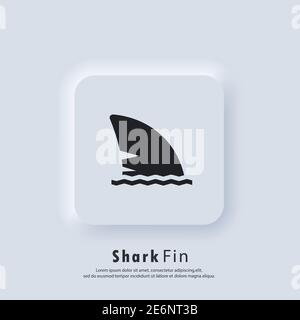 Shark fin icon. Take care concept. Shark fin logo. Vector. UI icon. Neumorphic UI UX white user interface web button. Neumorphism. Stock Vector