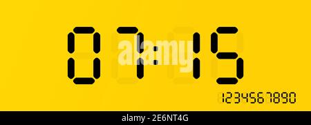 Digital clock icon. Digital calculation number set. Vector on isolated black background. EPS 10. Stock Vector