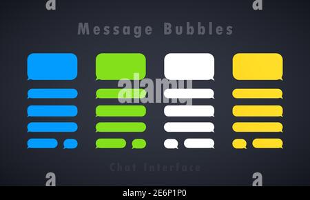 Message bubbles design template for messenger chat or website. Chat interface concept. Vector on isolated background. EPS 10. Stock Vector