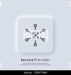 Service provider icon. Customer service logo. Online support. Account Manager. Vector. UI icon. Neumorphic UI UX white user interface web button. Neum Stock Vector