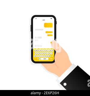 Phone Message Template. Social network chat page template. Message chat bubbles vector icons. Icon flat on an isolated white background. EPS 10 vector Stock Vector