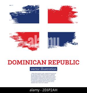 Dominican Republic Flag with Brush Strokes. Vector Illustration. Independence Day. Stock Vector