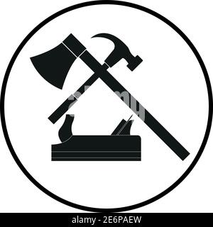 Roofer, tools, carpenter icon, carpenter, logo, sticker, background Stock Vector