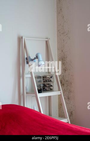 Mold on the edge of a bedroom wall Stock Photo
