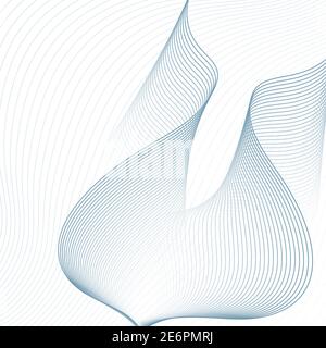 Abstract line art design element. Round intricate shape. Vector technology background. Light gray creative pattern. Futuristic thin warp curves. EPS10 Stock Vector