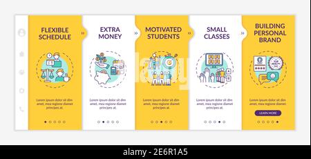 Online tutoring benefits onboarding vector template Stock Vector