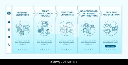Online english teaching challenges onboarding vector template Stock Vector