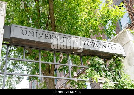 Toronto, Canada - September 12, 2020: Close up of University of Toronto sign. Stock Photo