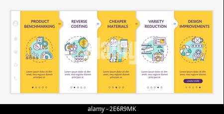 Cost reduction strategies onboarding vector template Stock Vector
