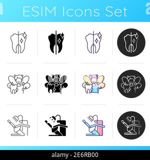 Dentistry method and practice icons set Stock Vector